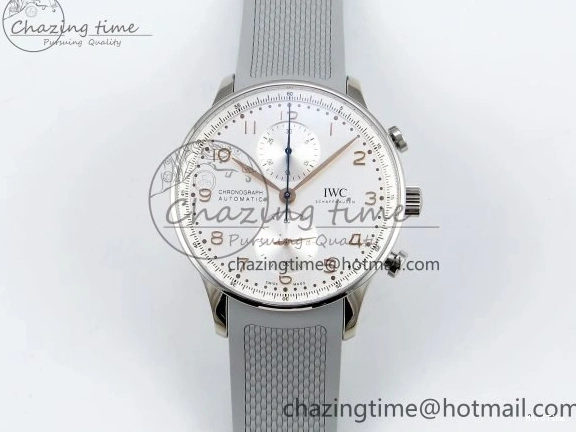 MIROTIME 0502 Portuguese Chrono IW3716 Z+F 1:1 Best Edition White Dial on Gray Rubber Strap A WrinkleFree 7014